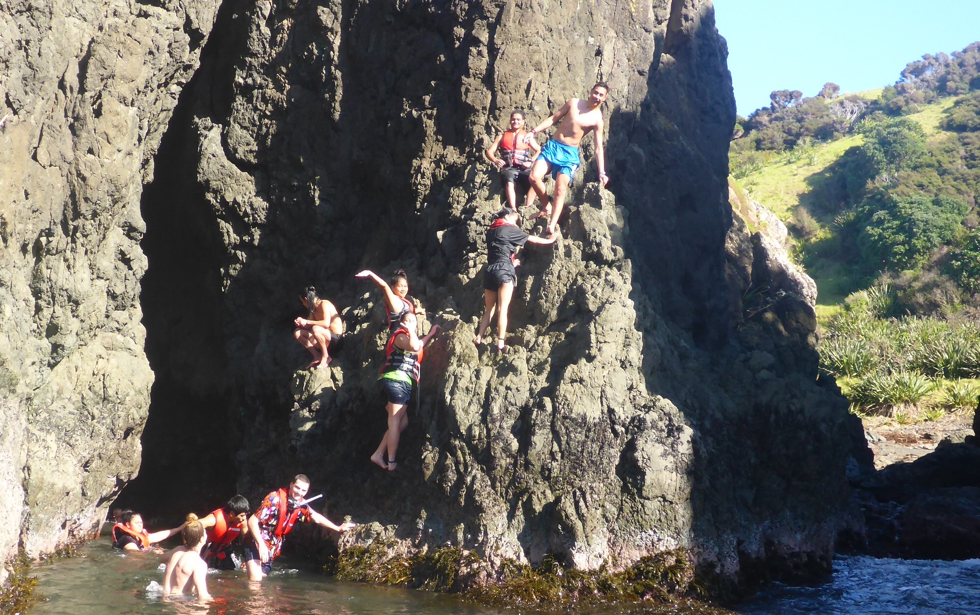 climbing a rock